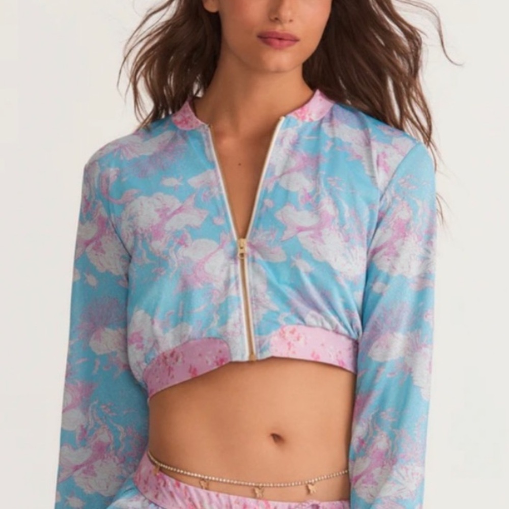 LoveShackFancy x Hurley Under the Sea Cropped Bomber Jacket